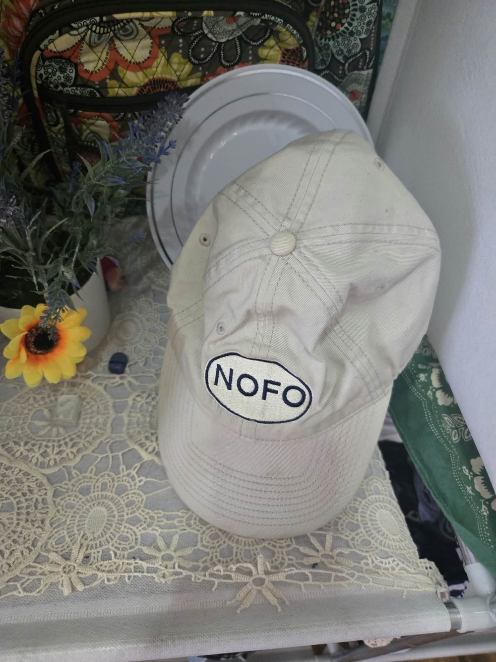 Vintage The Game NOFO Dad Hat Cream Cotton 90s Coastal Normcore Americana